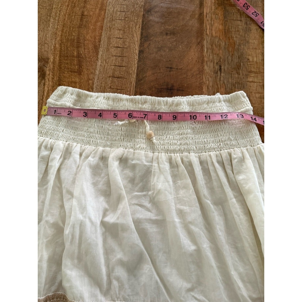 Boho Cottagecore Cotton Eyelet Maxi Skirt Smocked Waist Cream Small - Picture 10 of 11